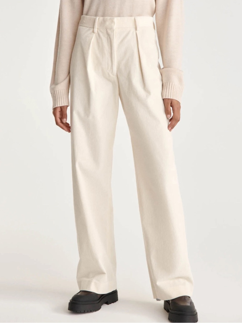The Kooples Hill velvet corduroy off white wide leg pants NWT